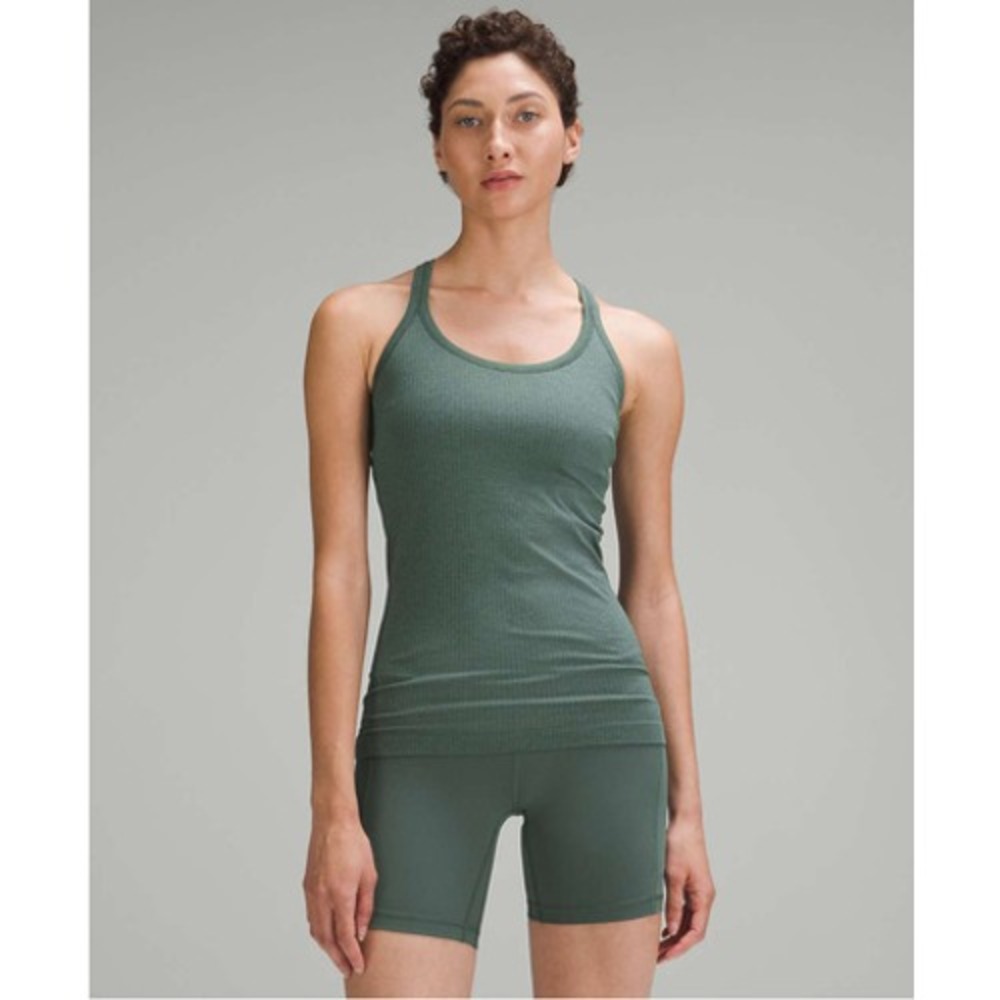 Lululemon Ebb to Street Tank Top Dark Forest Green Heather Ribbed Size 4